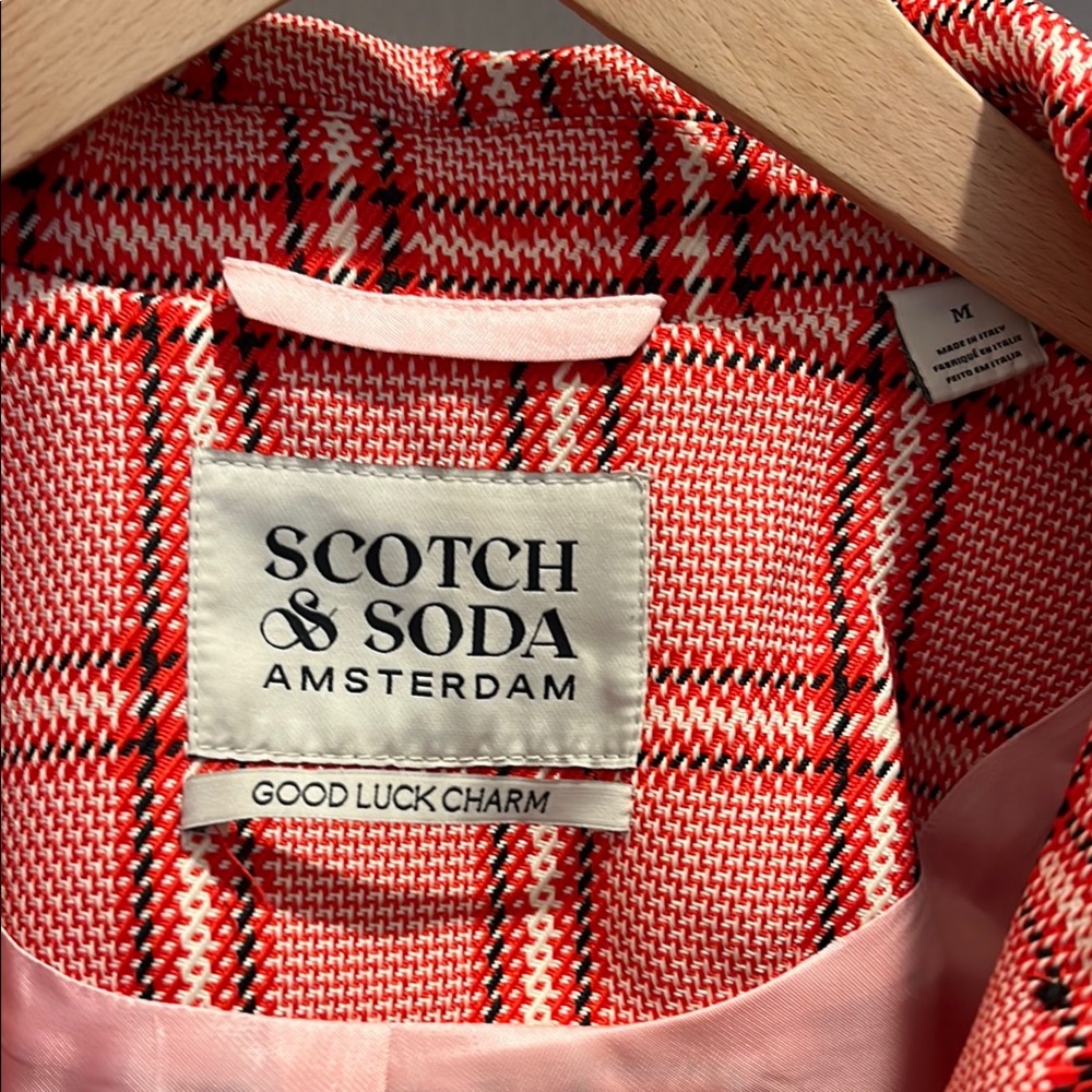 Scotch & Soda Pink Plaid Blazer Suit Jacket - Picture 2 of 3
